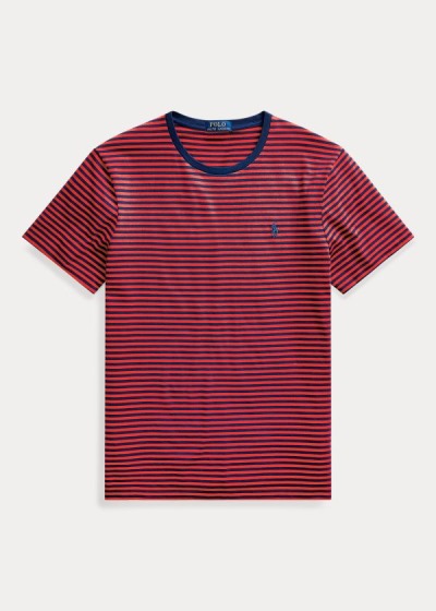 Playeras Polo Ralph Lauren Hombre Rojos / Azul Marino - Custom Slim Striped - XBUQC9485